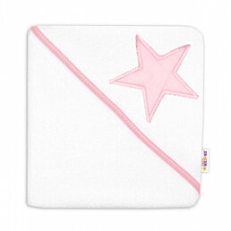 BABY NELLYS dětská osuška s kapucí BABY STARS 80x80 cm růžová