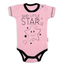 BABY NELLYS body s krátkým rukávem LITTLE STAR růžová vel. 68