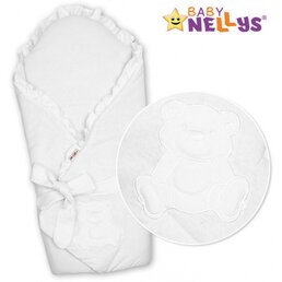 BABY NELLYS zavinovačka s výztuží TEDDY BEAR bílá
