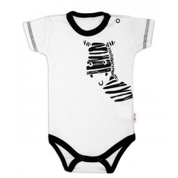 BABY NELLYS body s krátkým rukávem ZEBRA bílá vel. 86