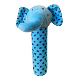 BOBO BABY edukační plyšová hračka pískací SLON modrá