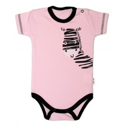 BABY NELLYS body s krátkým rukávem ZEBRA růžová vel. 80